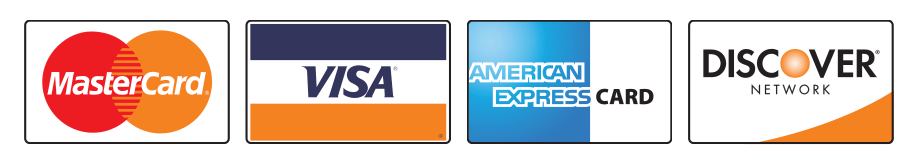 Accepted Credit Cards: Mastercard, Visa, American Express, Discover